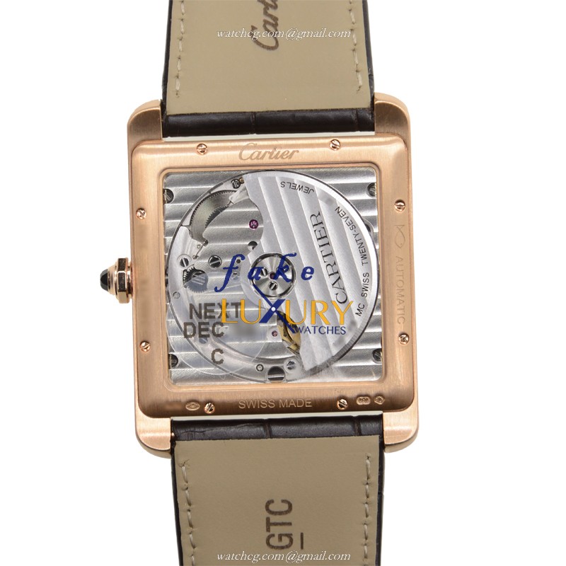 Cartier W5330002 TANK Automatic 18kt Rose Gold Replica Watch, Swiss Movement, Dark Brown Dial & - Image 3