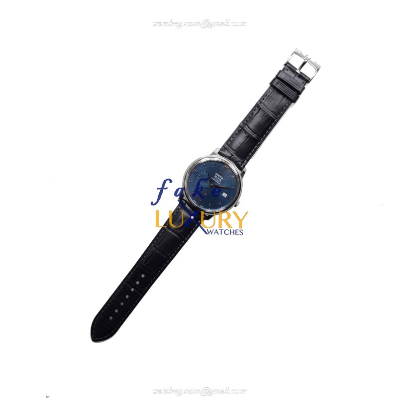 Omega De Ville 424.13.40.21.03.001 Automatic Stainless Steel Dark Blue Dial Alligator Strap Replica - Image 2