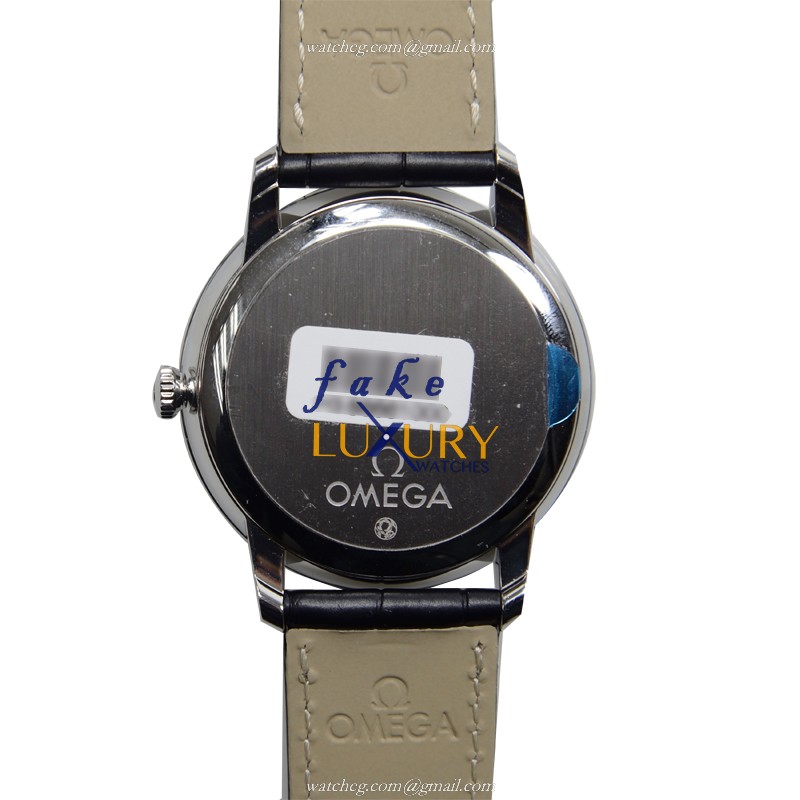 Omega De Ville 424.13.40.21.03.001 Automatic Stainless Steel Dark Blue Dial Alligator Strap Replica - Image 3