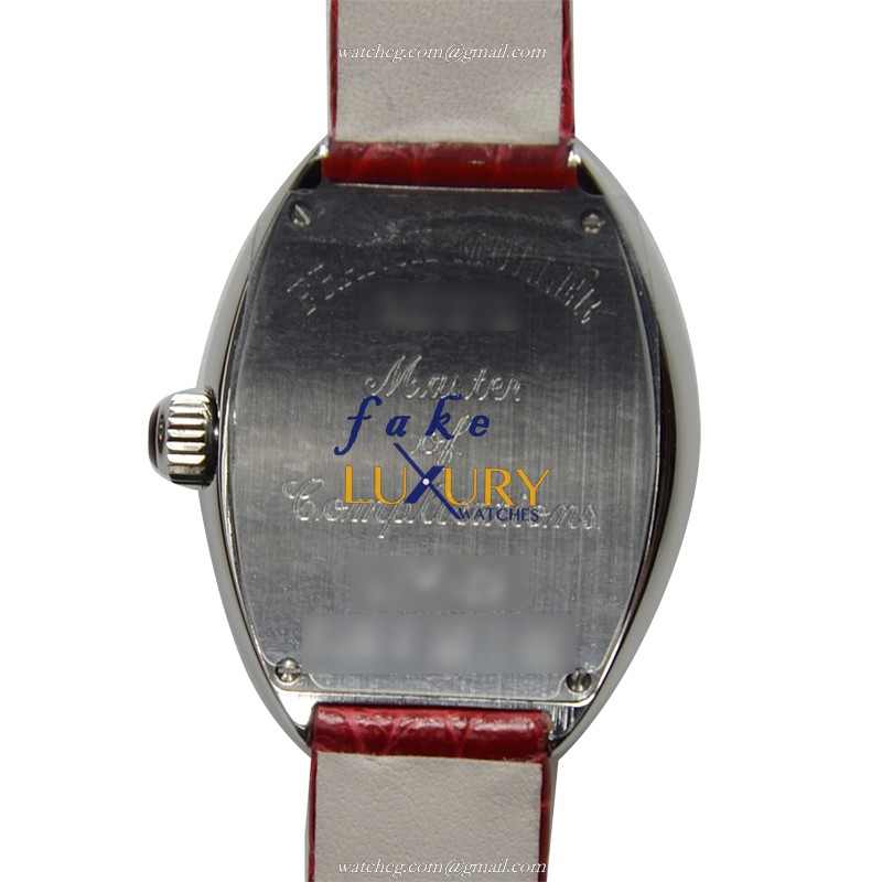 Franck Muller 5002 S QZ C 6H AC Replica Watch, Quartz Heart, Silver Dial, Red Leather Strap - Image 3
