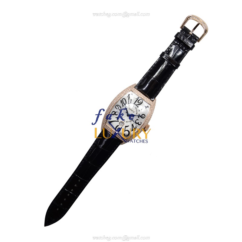 Franck Muller 8880 SC DT D 5N Replica Watch, Automatic, 18kt Rose Gold & Diamonds, Silver Dial - Image 2