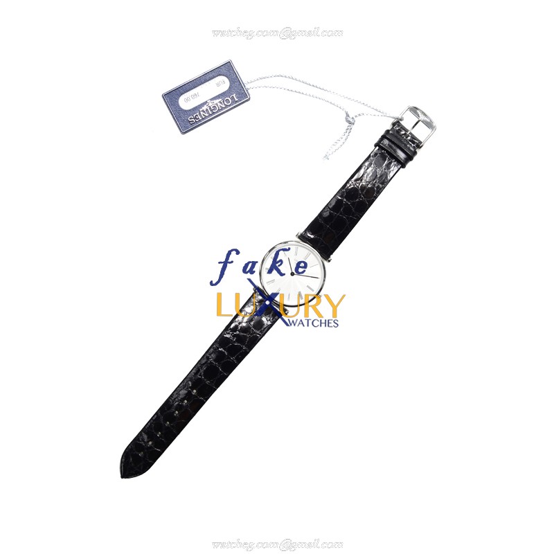 Longines La Grande L4.512.4.71.2 - Replica Watch - Quartz - 29mm Silver Dial - Black Leather Strap - Image 2