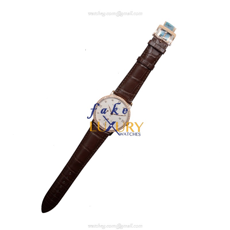 6606-2987-55B - Blancpain Villeret Replica Watch - Manual Wind 18kt Rose Gold Diamonds - White Dial - Image 2