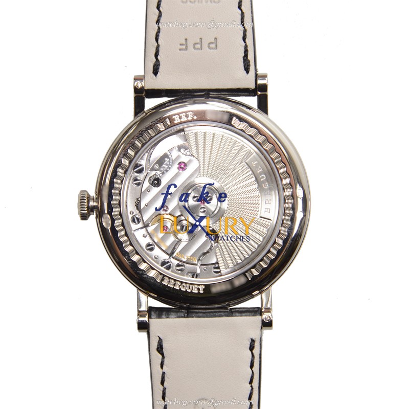 Breguet 5177BB/22/9v6 CLASSIC Automatic 18kt White Gold Silver Dial Alligator Strap Replica Watch - Image 3