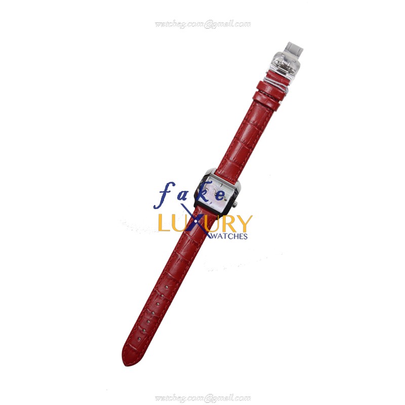 Tissot T02.1.265.71 Replica Watch Quartz Silver Dial Red Leather Strap Steel Case - Image 2
