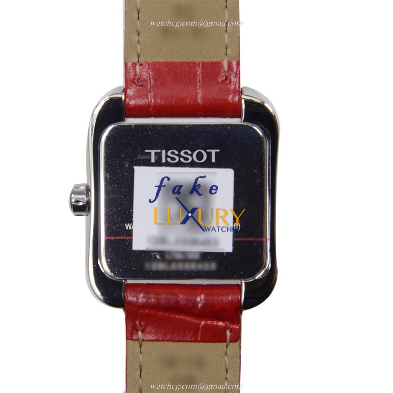 Tissot T02.1.265.71 Replica Watch Quartz Silver Dial Red Leather Strap Steel Case - Image 3