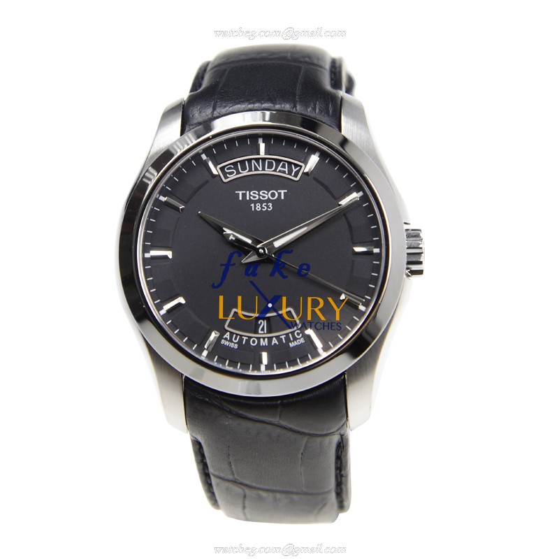 Tissot T-CLASSIC T035.407.16.051.00 Automatic Black Dial Leather Strap Replica Watch - Image 2