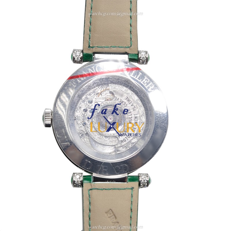 Franck Muller DM42D1RCDOGGREEN Replica Watch Automatic 18kt White Gold Diamond Silver Dial Green - Image 3