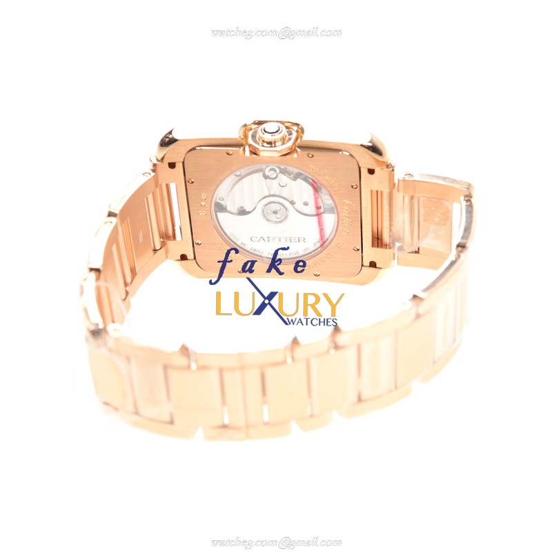 Cartier W5310002 TANK Automatic 18kt Rose Gold Replica Watch, Ceramic Bezel, Swiss Movement, 1:1 - Image 4