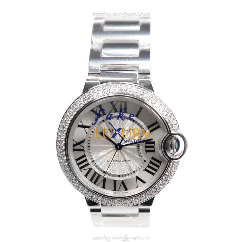 Cartier WE9006Z3 BALLON BLEU Automatic 18kt White Gold Diamond Replica Watch - Swiss Movement - Image 2