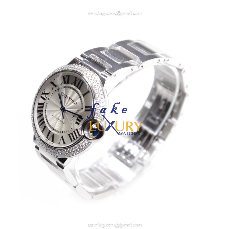 Cartier WE9006Z3 BALLON BLEU Automatic 18kt White Gold Diamond Replica Watch - Swiss Movement - Image 3