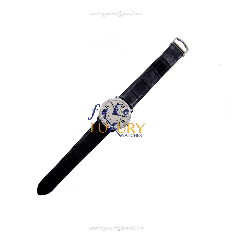 Cartier WR000551 Ronde Louis Cartier Replica Watch, 18kt White Gold Diamond Case, Manual Wind - Image 3