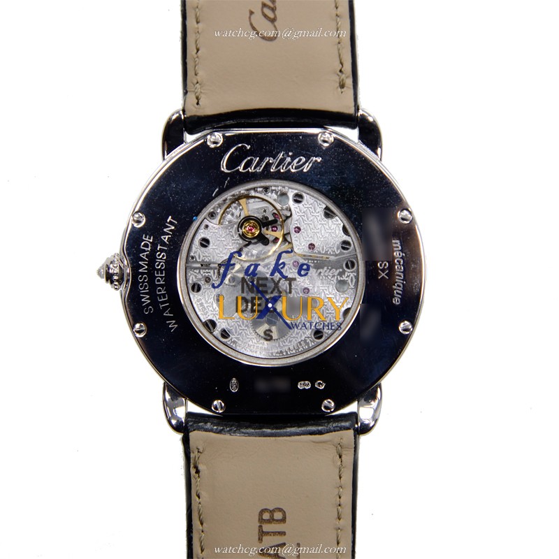 Cartier WR000551 Ronde Louis Cartier Replica Watch, 18kt White Gold Diamond Case, Manual Wind - Image 4