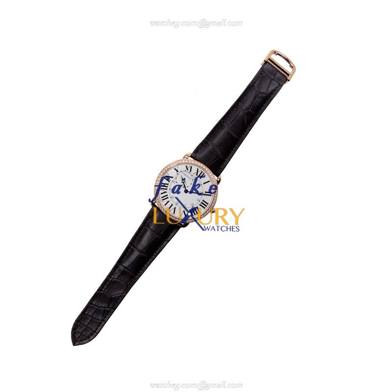 WR007001 - Cartier Ronde Louis Cartier Replica Watch - Manual Wind Rose Gold Diamonds Silver Dial - Image 2