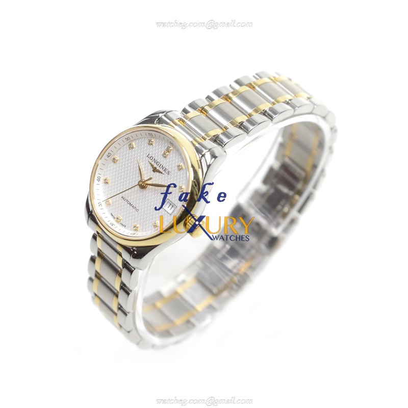 Longines L2.128.5.77.7 MASTER Replica Watch, Automatic Movement, Silver Dial, 18kt Gold & Steel - Image 3