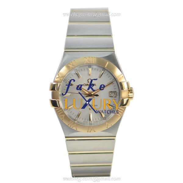 Omega 123.20.35.60.02.002 Constellation Replica Watch, Silver Dial, 18kt Gold Steel Case, Quartz - Image 2