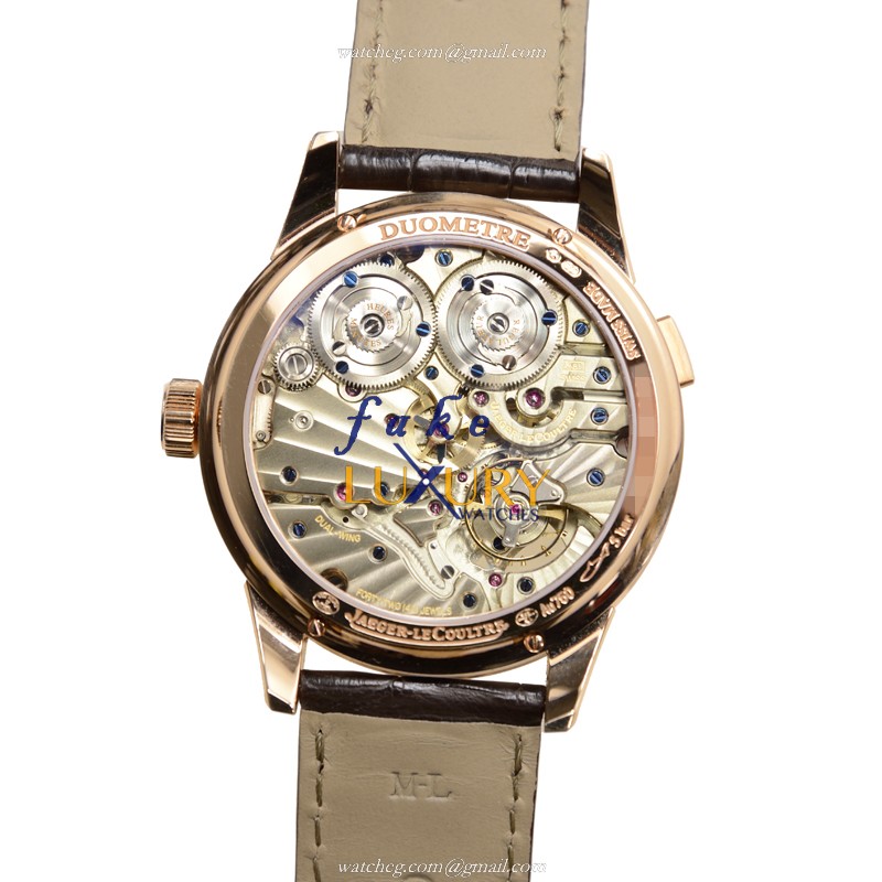 Jaeger-Lecoultre Q6042520 DUOMETRE Manual Wind 18kt Rose Gold Replica Watch - White Dial, Alligator - Image 3
