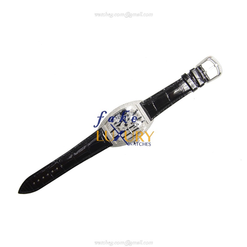 Franck Muller 8880 SC DT GOTH D CD OG Luxury Swiss Automatic 18kt White Gold Diamond Replica Watch - Image 2