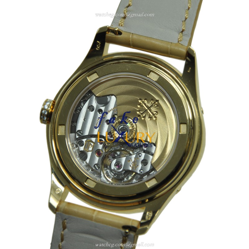 Patek Philippe 4936J-001 Replica Watch, White Mother of Pearl Dial, 18kt Gold & Diamond Case - Image 3