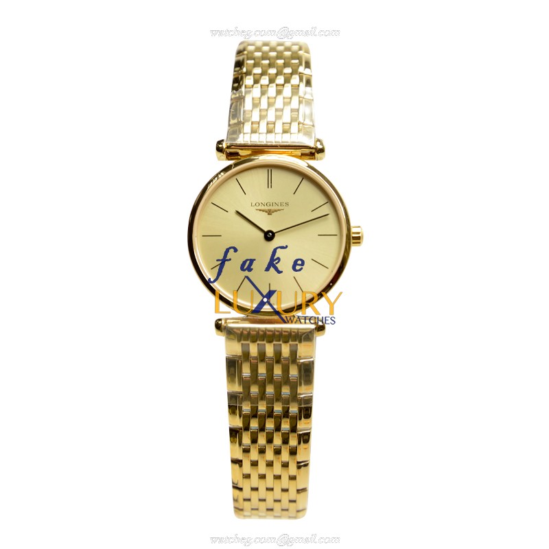 Longines La Grande L4.209.2.32.8 Quartz PVD Gold 24mm Gold Dial Replica Watch - Image 2