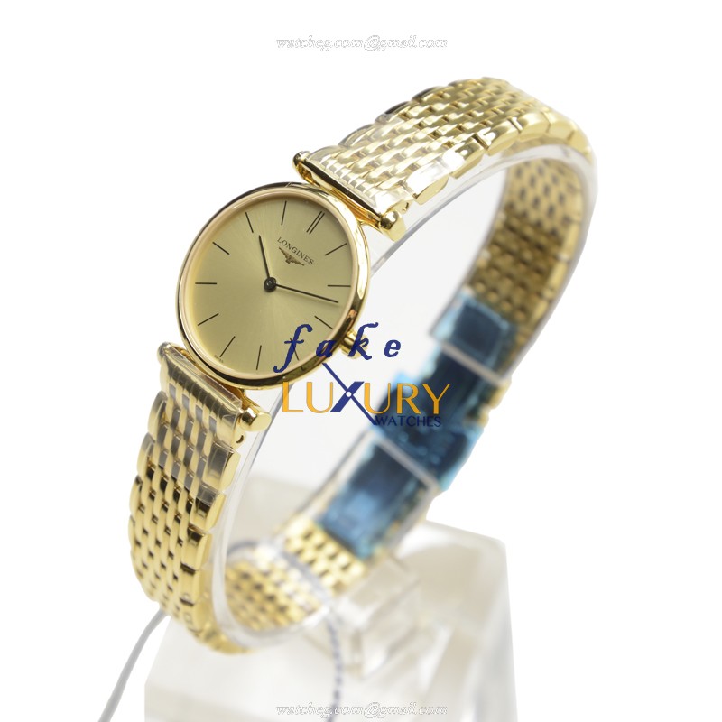 Longines La Grande L4.209.2.32.8 Quartz PVD Gold 24mm Gold Dial Replica Watch - Image 3