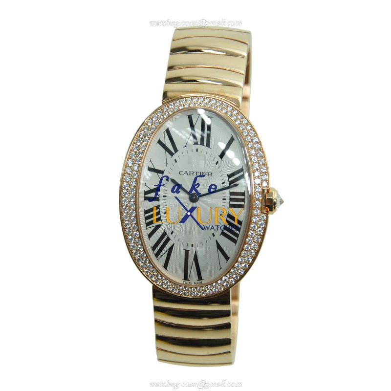 Cartier WB520003 Baignoire Replica Watch, Silver Dial, 18kt Rose Gold & Diamonds Case, Manual Wind - Image 2