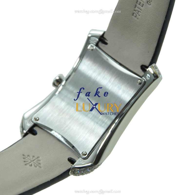 Patek Philippe 4972G-001 Gondolo Quartz 18kt White Gold Diamond Gray Dial Blue Satin Strap Replica - Image 3