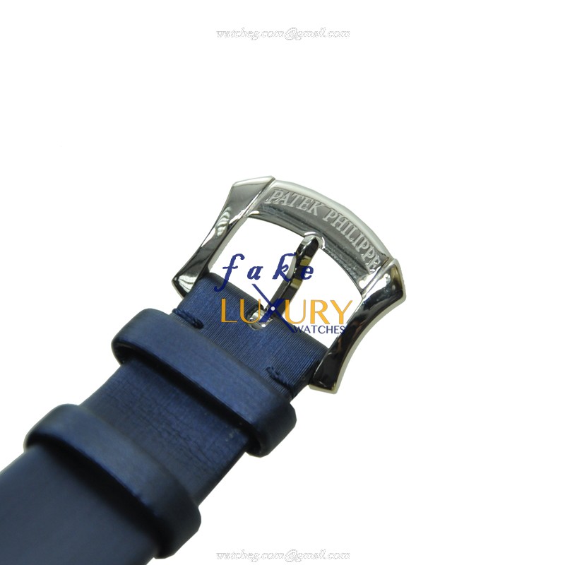 Patek Philippe 4972G-001 Gondolo Quartz 18kt White Gold Diamond Gray Dial Blue Satin Strap Replica - Image 4