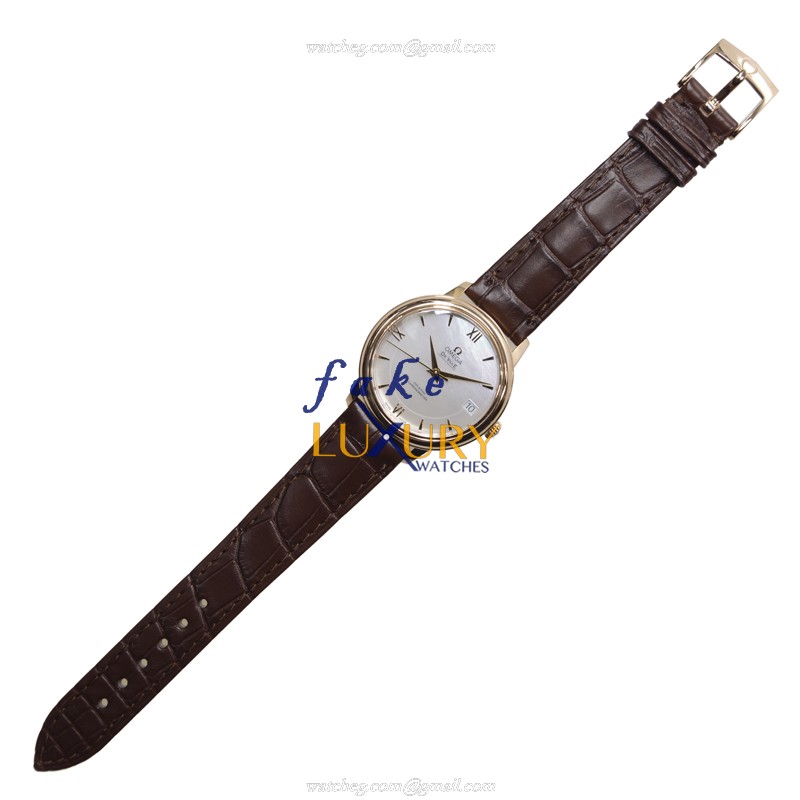 Omega De Ville 424.53.33.20.05.001 Replica Watch, White Mother of Pearl Dial, Rose Gold Case - Image 2