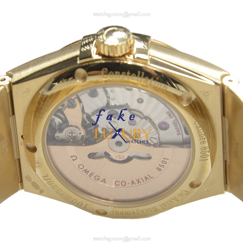 Omega 123.55.38.21.52.002 Replica Watch, 18kt Gold & Diamond Case, Silver Dial, Automatic - Image 4