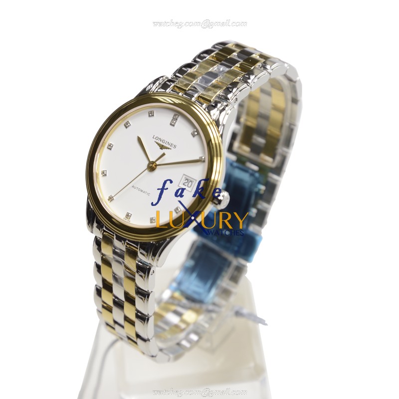 Longines L4.774.3.27.7 FLAGSHIP Automatic PVD Gold Replica Watch - Swiss Movement, White Dial - Image 3