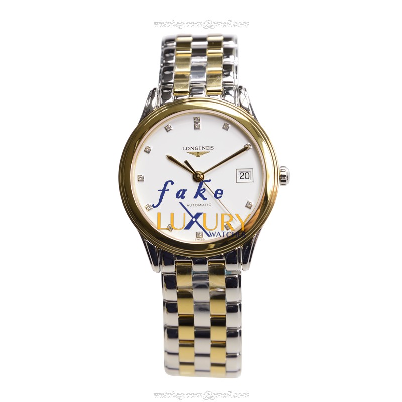 Longines L4.774.3.27.7 FLAGSHIP Automatic PVD Gold Replica Watch - Swiss Movement, White Dial - Image 2