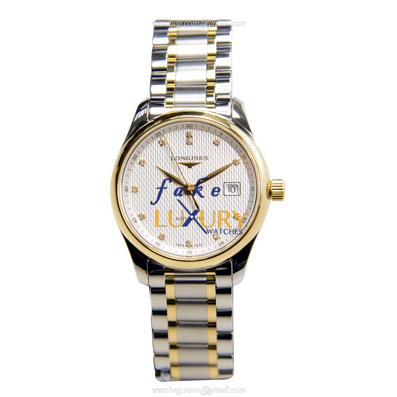 Longines MASTER L2.257.5.77.7 Replica Watch, Automatic Movement, White Dial, 18kt Gold & Steel Case - Image 2