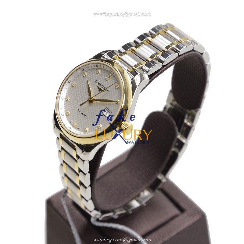 Longines MASTER L2.257.5.77.7 Replica Watch, Automatic Movement, White Dial, 18kt Gold & Steel Case - Image 3