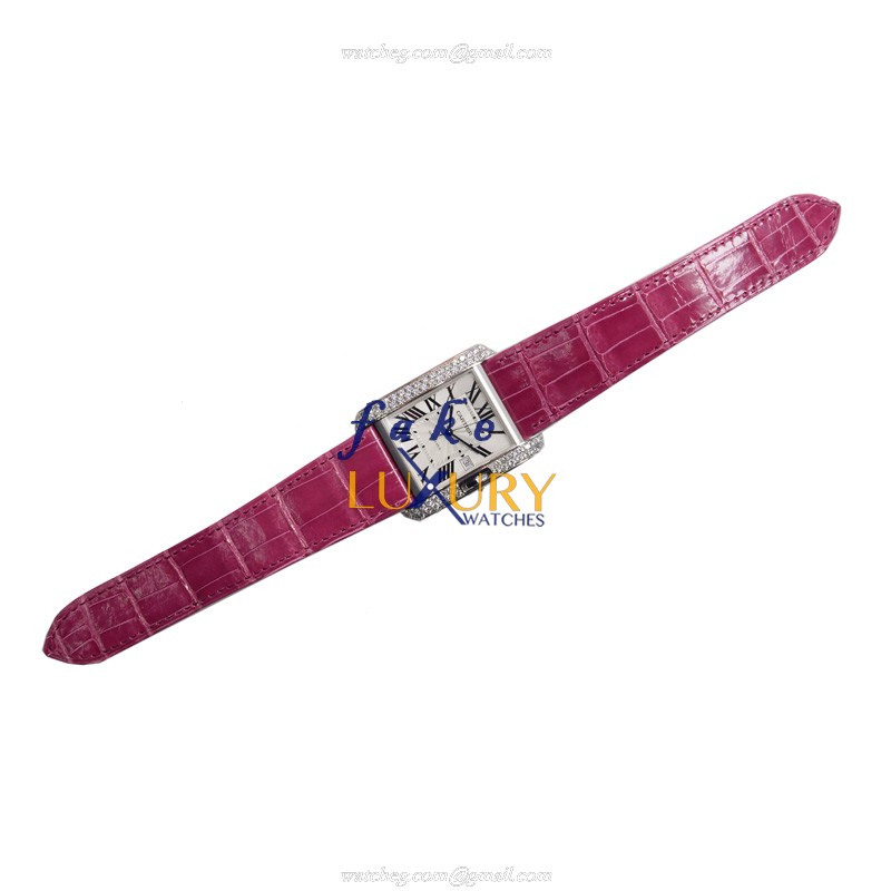 Cartier WT100023 TANK Automatic 18kt White Gold & Diamond | Automatic | White & Pink Alligator - Image 2