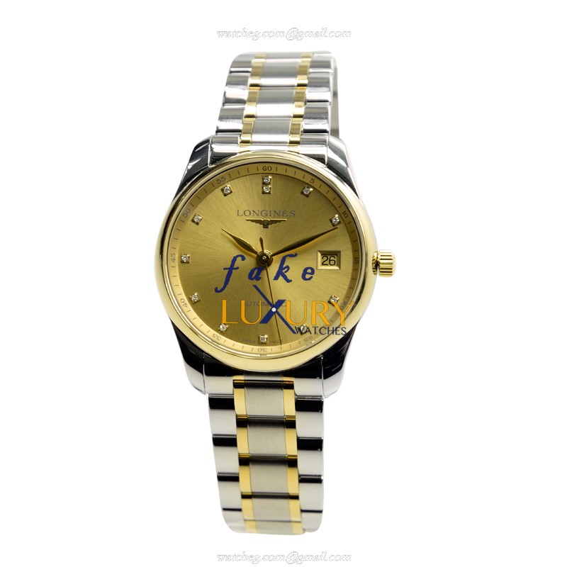 Longines MASTER Replica Watch L2.518.5.37.7, Automatic Movement, Gold Dial, 18kt Gold & Steel Case - Image 2