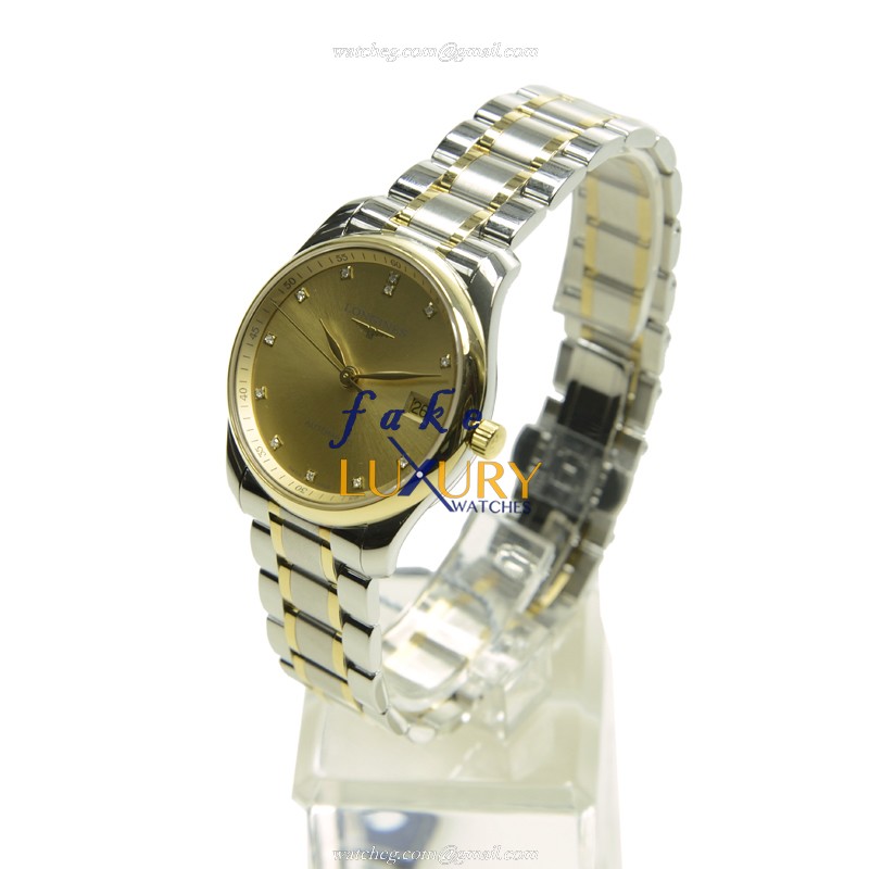 Longines MASTER Replica Watch L2.518.5.37.7, Automatic Movement, Gold Dial, 18kt Gold & Steel Case - Image 3