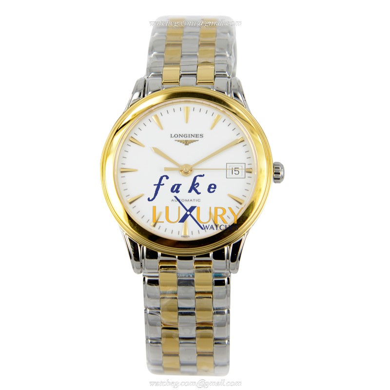 Longines FLAGSHIP L4.774.3.22.7 Replica Watch With Automatic Movement, 36mm 18kt Gold & Steel Case - Image 2