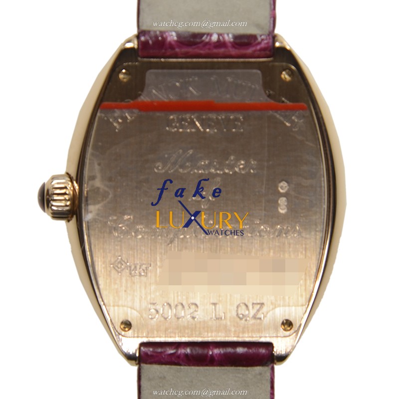 Franck Muller 5002 L QZ 5N Replica Watch - Quartz - 18kt Rose Gold Case - Silver Dial - Red Leather - Image 3