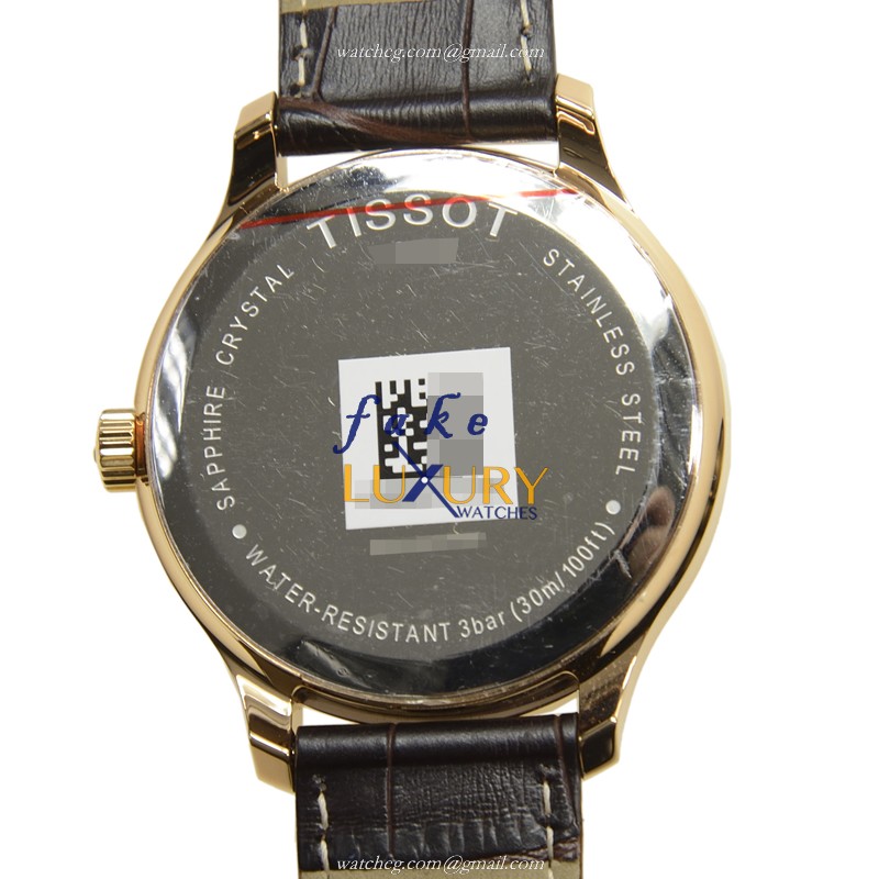 Tissot T-CLASSIC Replica Watch T063.637.36.037.00, Quartz Movement, White Dial, Steel Case, Brown - Image 3