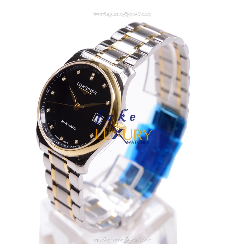 Longines L2.518.5.57.7 Master Automatic PVD Gold Replica Watch, Black Dial, Silver Strap - Image 3