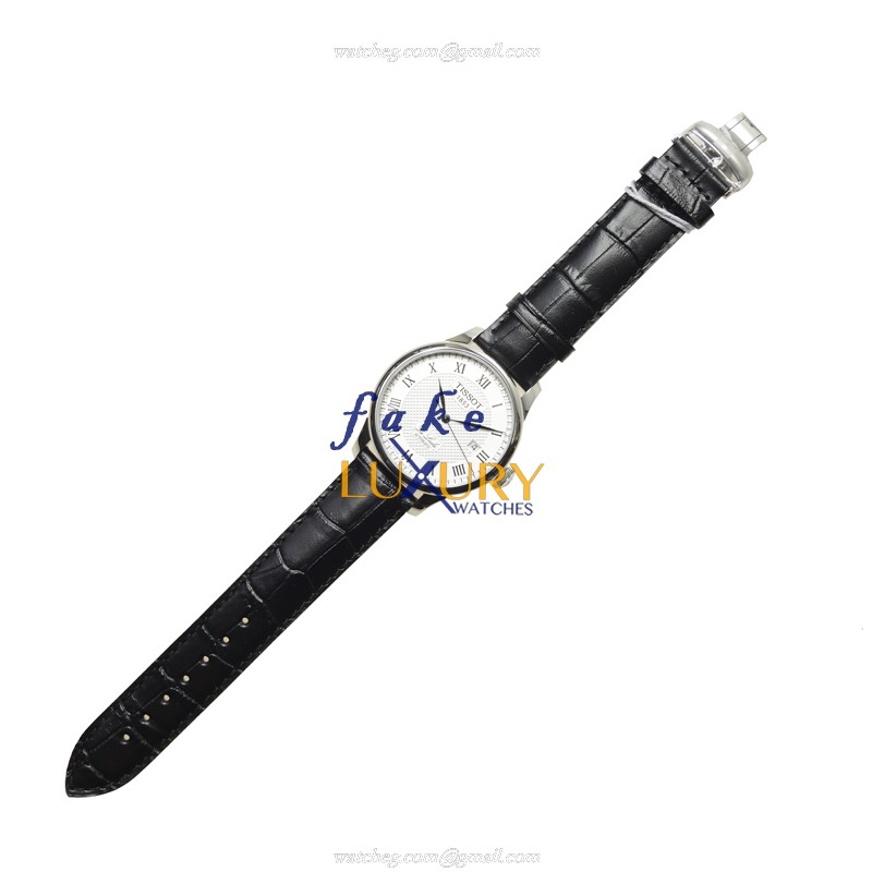 Tissot T41.1.423.33 Replica Watch, White Dial Automatic, Steel Case, Black Leather Strap - Image 2
