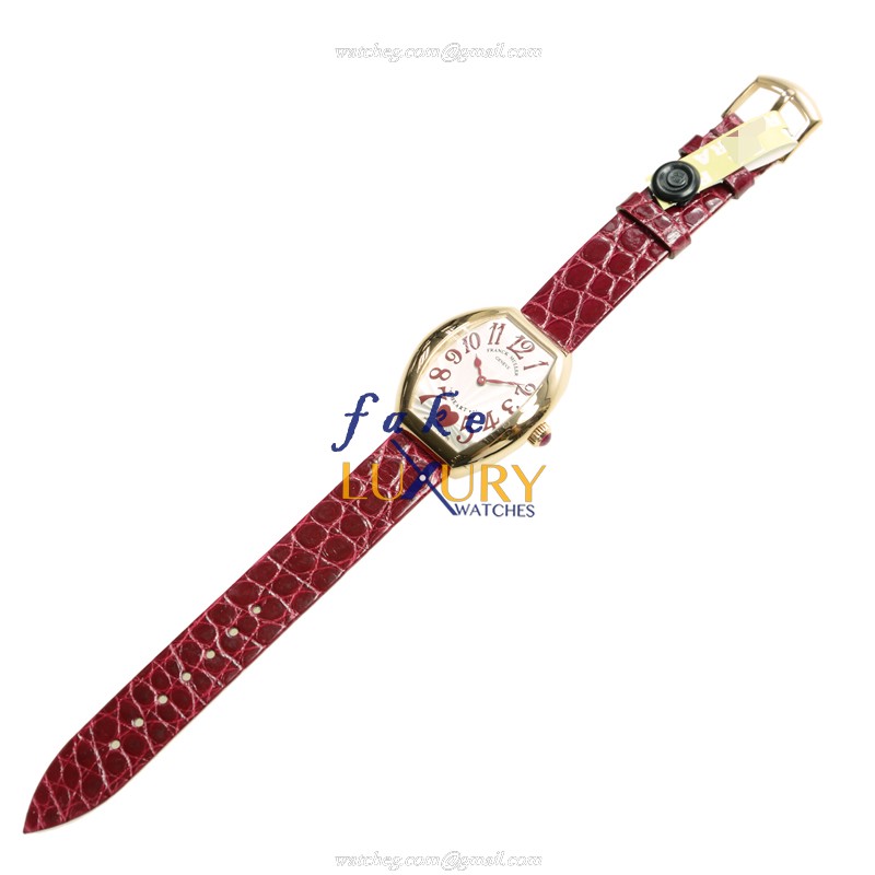 Franck Muller 5002 L QZ C 6H 5N HEART Quartz 18kt Rose Gold Replica Watch, Silver Dial, Alligator - Image 2