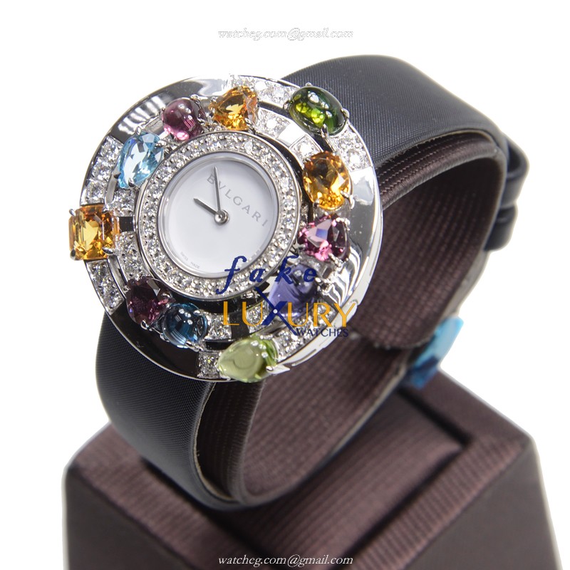 Bulgari ASTRALE AEW36D1CWL Replica Watch in White Gold with Silver Dial on Black Strap - Image 3