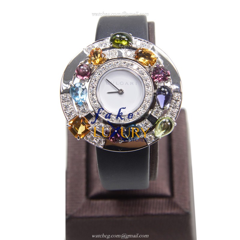 Bulgari ASTRALE AEW36D1CWL Replica Watch in White Gold with Silver Dial on Black Strap - Image 2