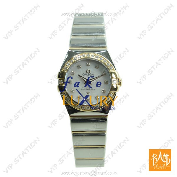 -12325246055007-Replica Omega Constellation Quartz 18kt Gold Diamond Steel Watch - Image 2