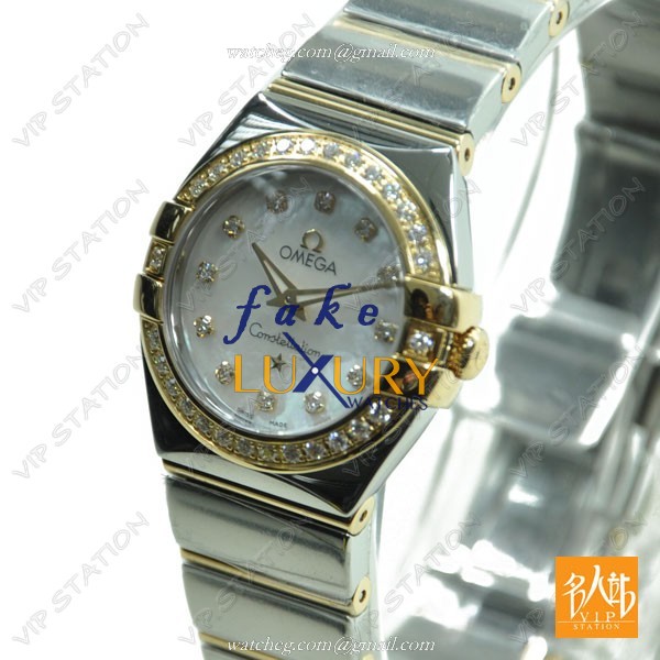 -12325246055007-Replica Omega Constellation Quartz 18kt Gold Diamond Steel Watch - Image 3