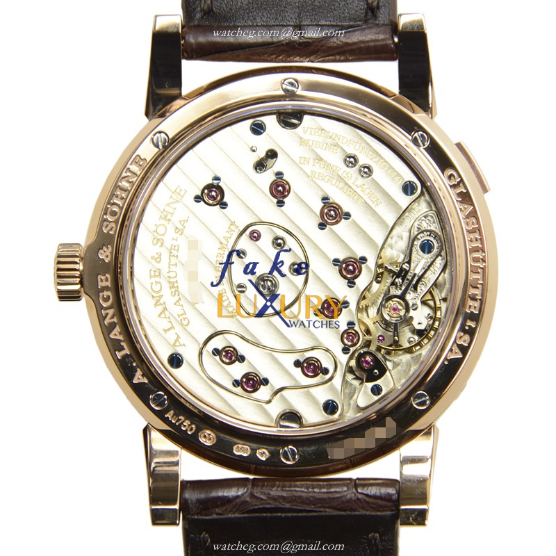 A Lange & Sohne 109.032 GRAND LANGE Manual Wind 18kt Rose Gold Silver Dial Alligator Replica Watch - Image 3