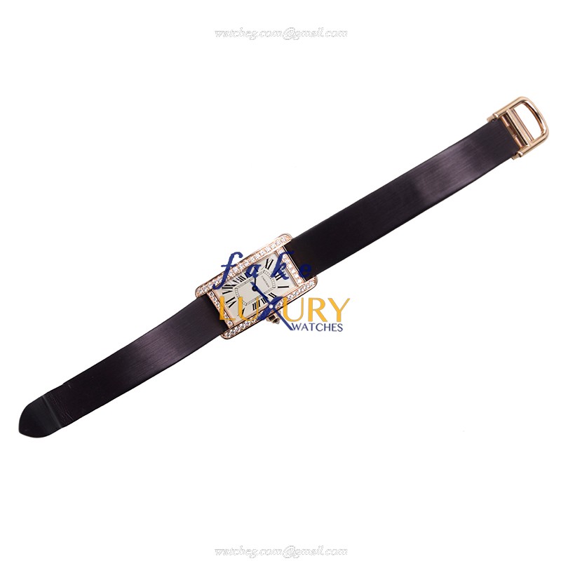 Cartier WB707931 TANK Quartz 18kt Rose Gold & Diamonds - Automatic - Black Dial Replica Watch - Image 2