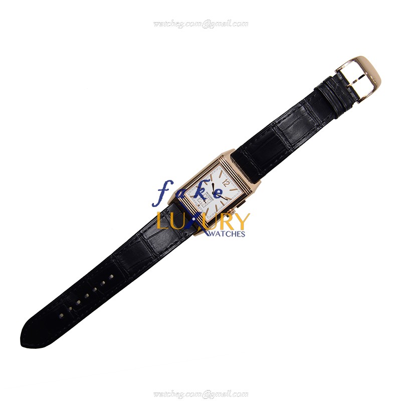 Jaeger-Lecoultre Q3782520 REVERSO Manual Wind 18kt Rose Gold Replica Watch, Silver Dial, Alligator - Image 2